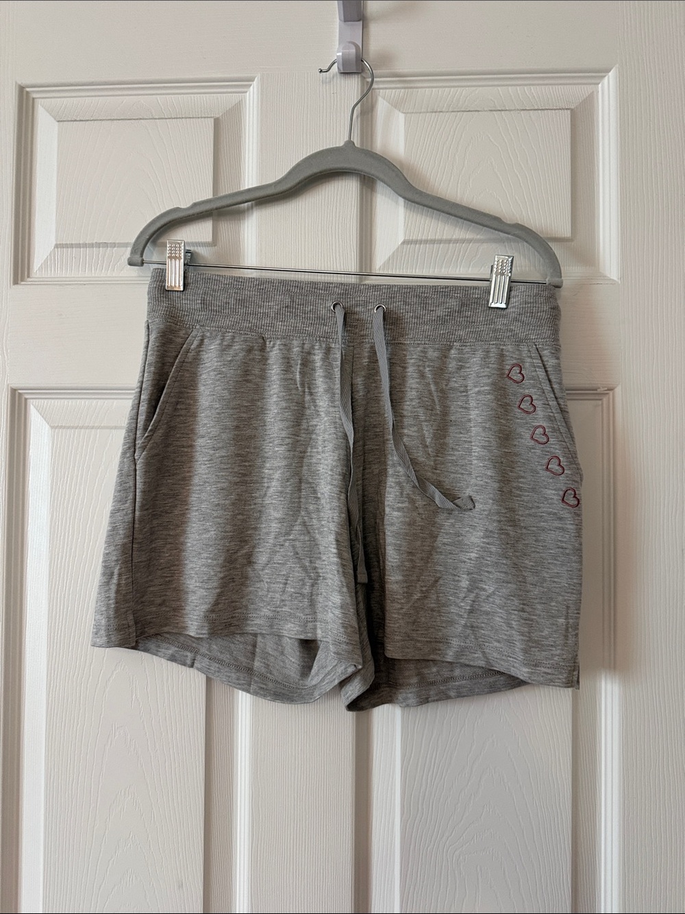 Rachel Zoe Light Gray Athletic Lounge Shorts with Heart Accent